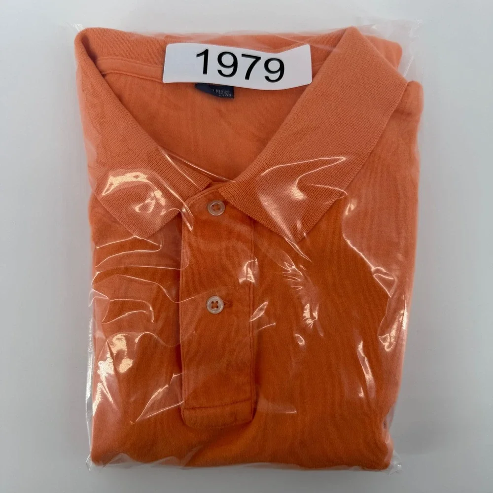 Polo Ralph Lauren Polo Shirt Mens‎ XL Orange Blue Pony Logo Pique Cotton Preppy